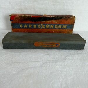 Vintage Carborundum Sharpening Stone USA Original Box Antique Tool 8x2x1